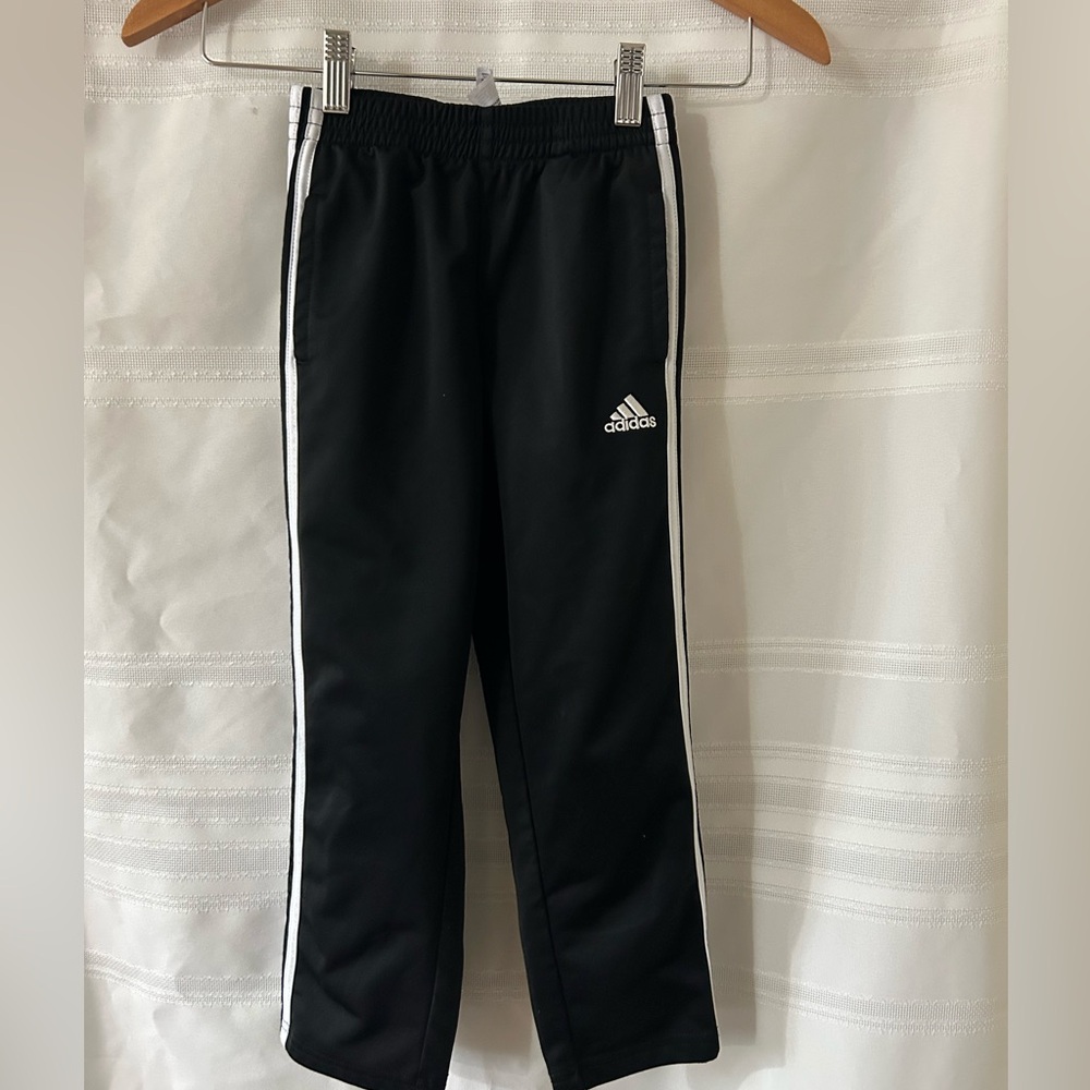adidas Kids Black Sweatpants with White Accents